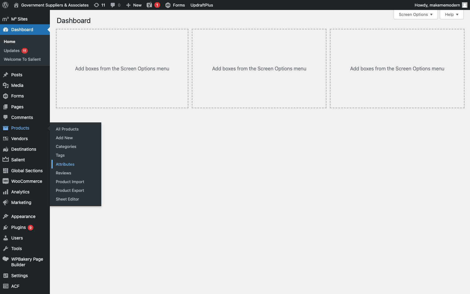Find the left dark sidebar and click on Attributes.