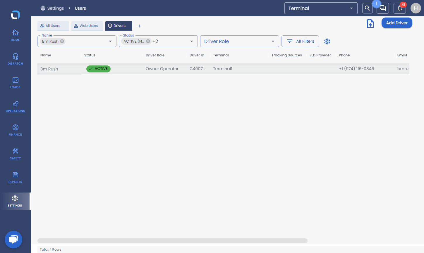 Go to driver profile from settings > user > and drivers and select the driver from the list