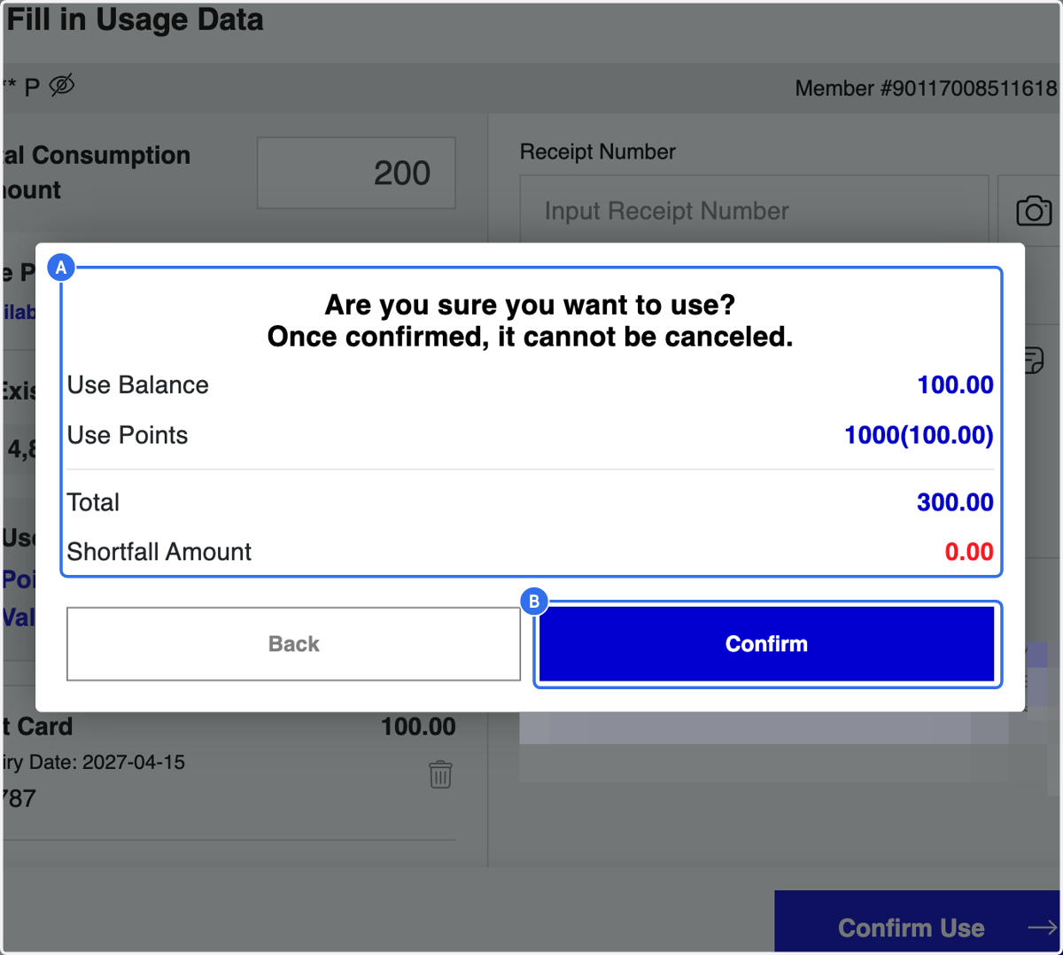 A. Check the Information B. Click on Confirm to proceed with payment