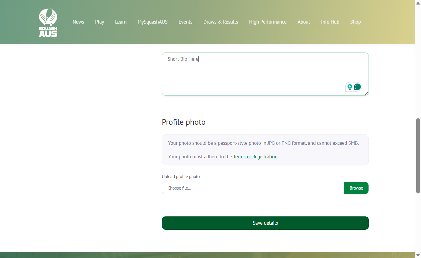Once you've added all the information you'd like to make visible, click 'Save Details' to update your profile.