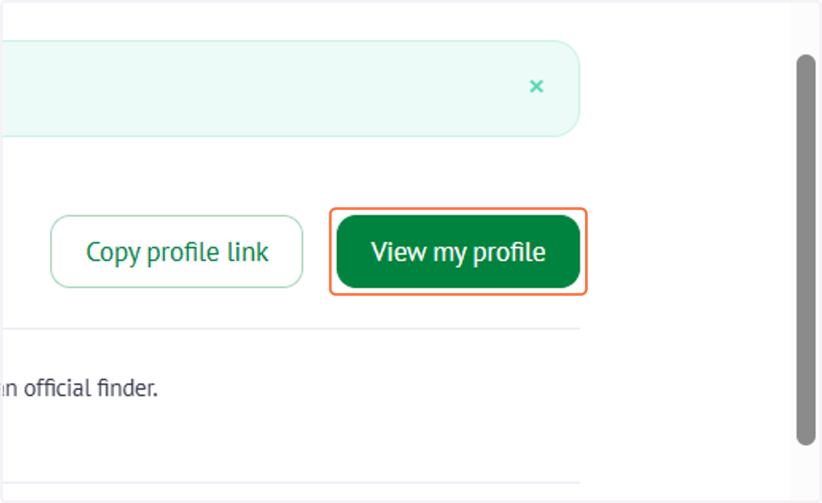 To view your profile on the Official Finder, click 'View My Profile'.