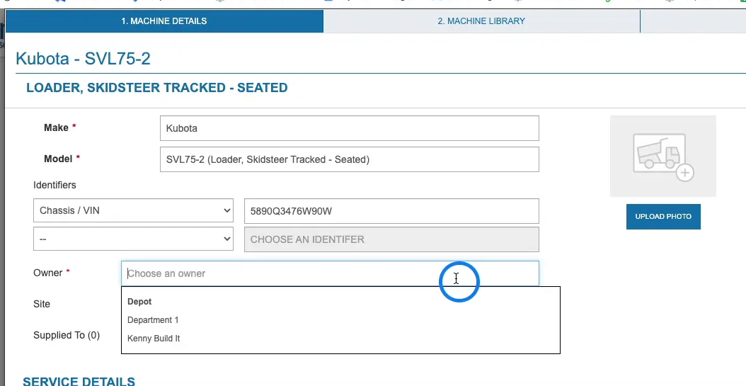 If you have Owners (Departments) setup, you can assign this machine to an Owner.