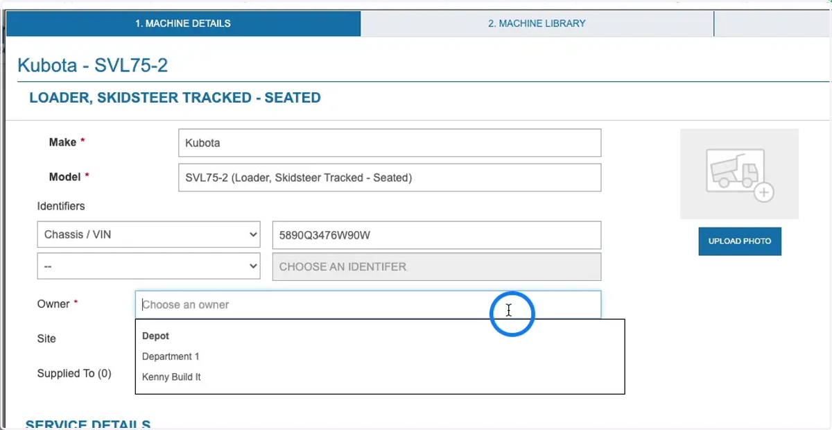 If you have Owners (Departments) setup, you can assign this machine to an Owner.