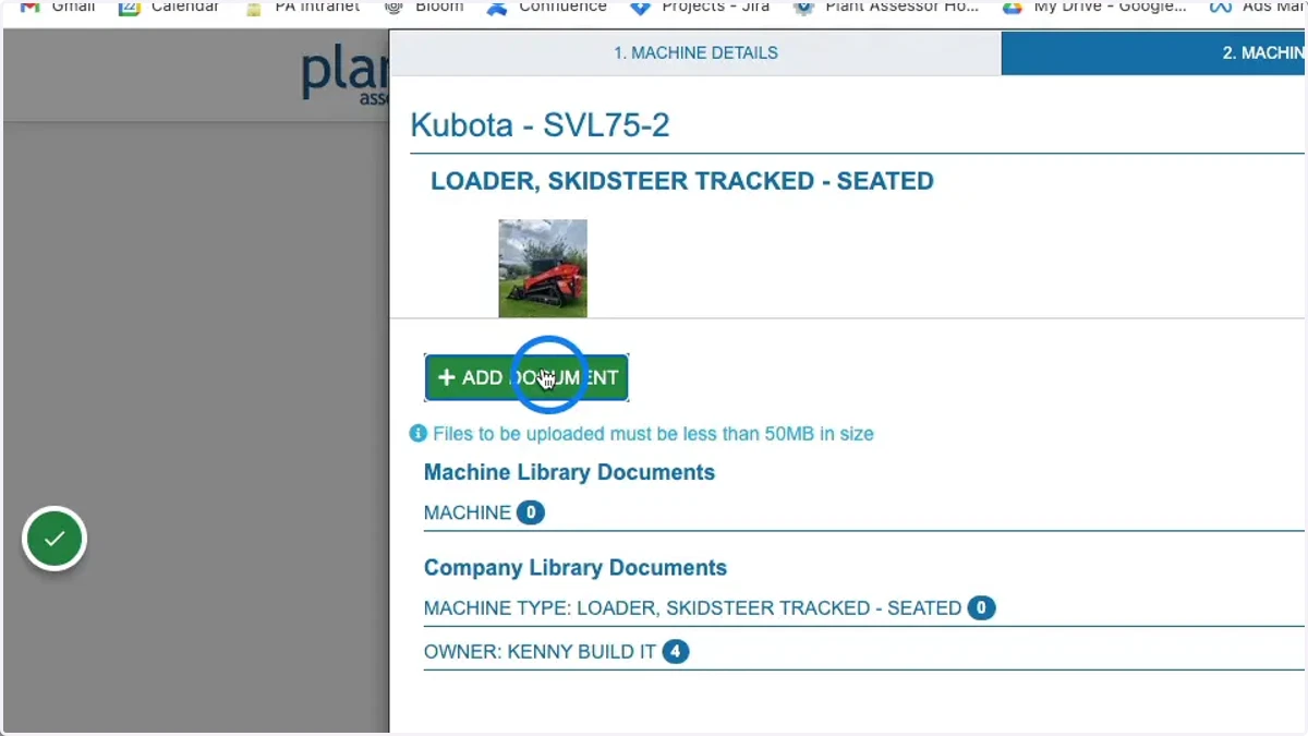 On the Machine Library tab, you can add upload machine specific and safety documents. These will automatically sync to the Pre Start Plus app so that operators have access to access to important information at all times.