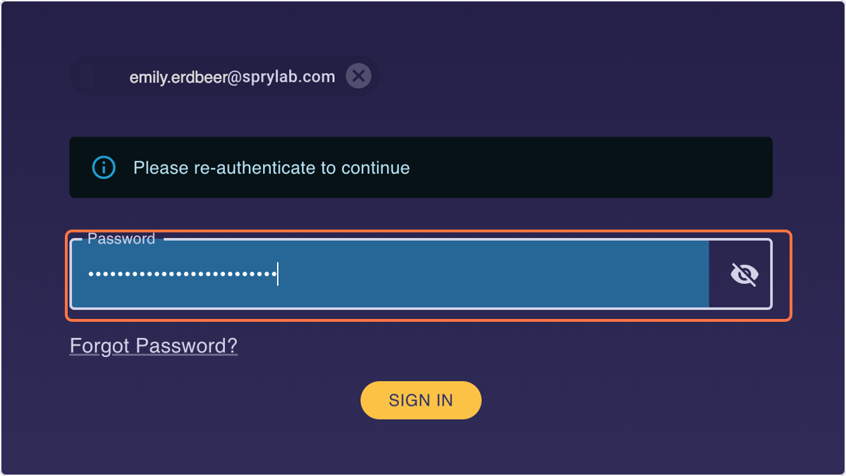 Enter your Password into the entry field Enter your Password into the entry field