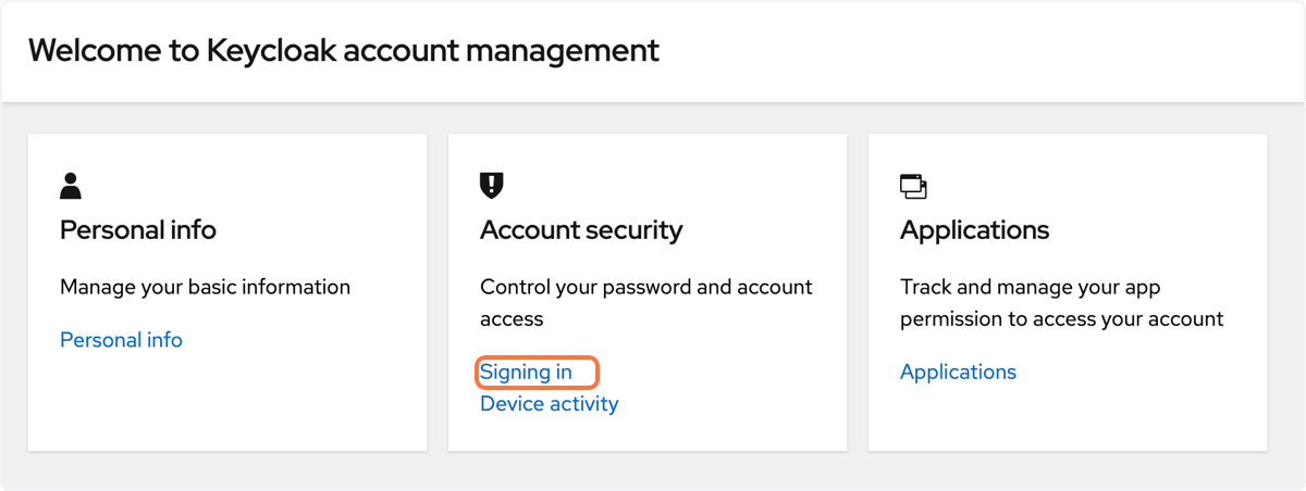 Below 'Account Security' click on 'Signing in' Below 'Account Security' click on 'Signing in'