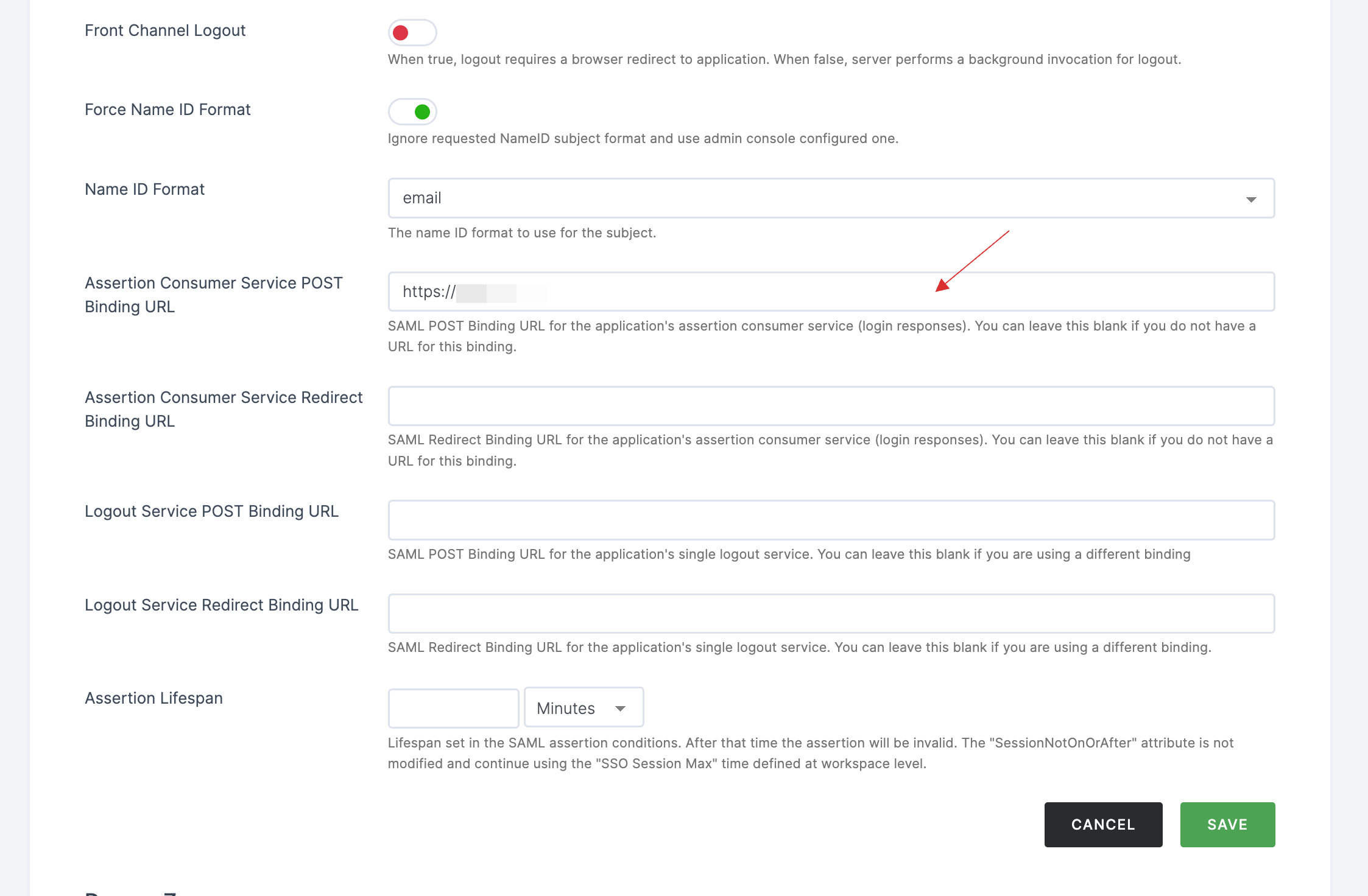 Assertion Consumer Service POST Binding URL