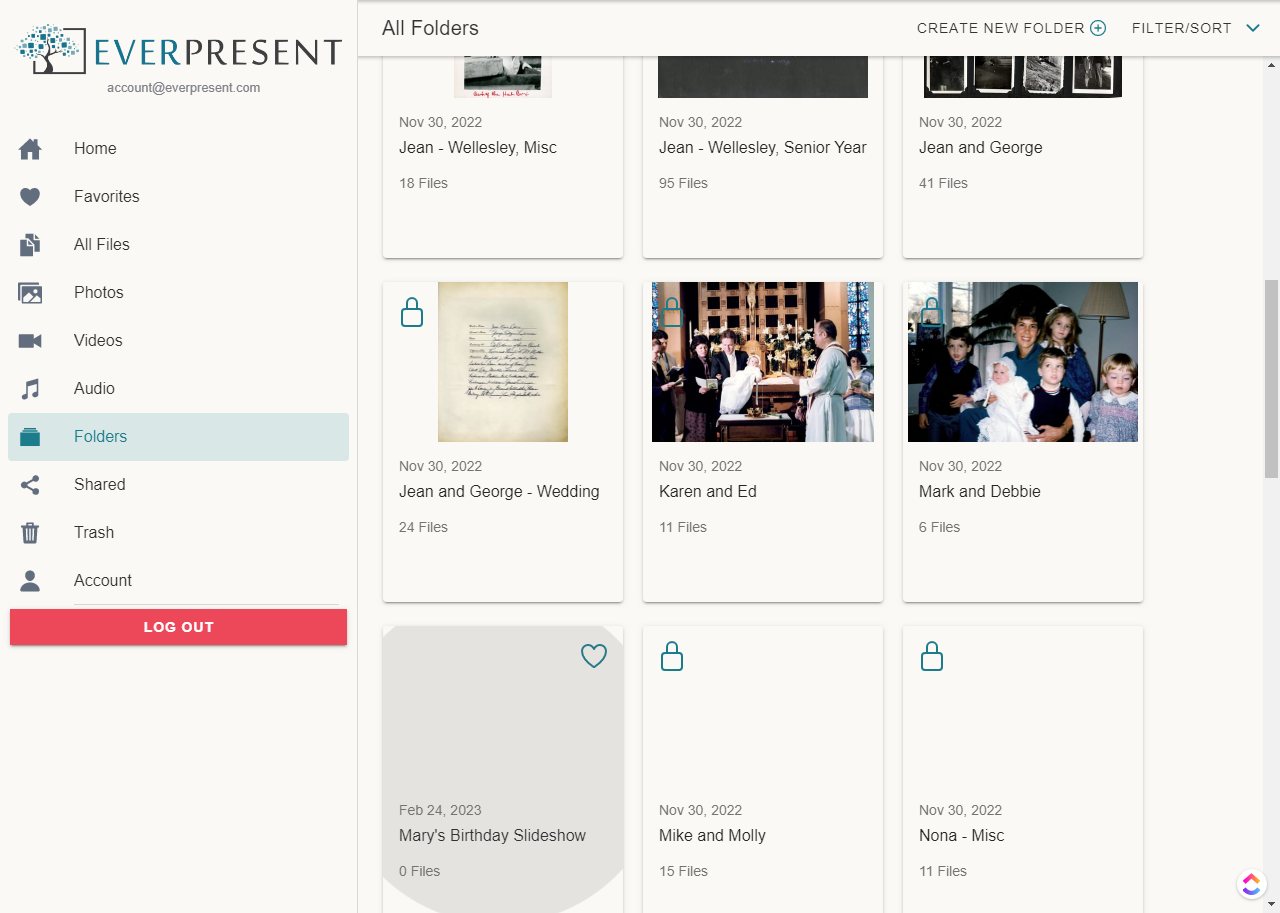 The folder will appear in your folder list where it belongs in alphabetical order.