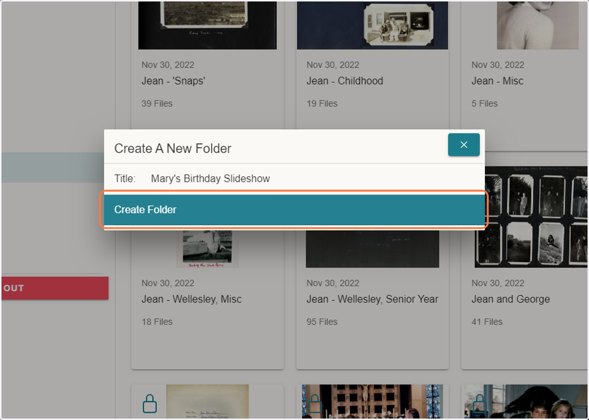Click on "Create Folder" to make the folder.