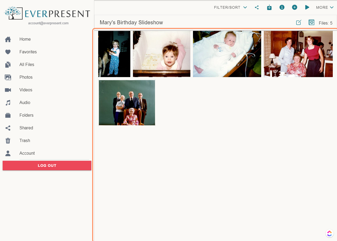 The newly added files will then appear in the folder.
