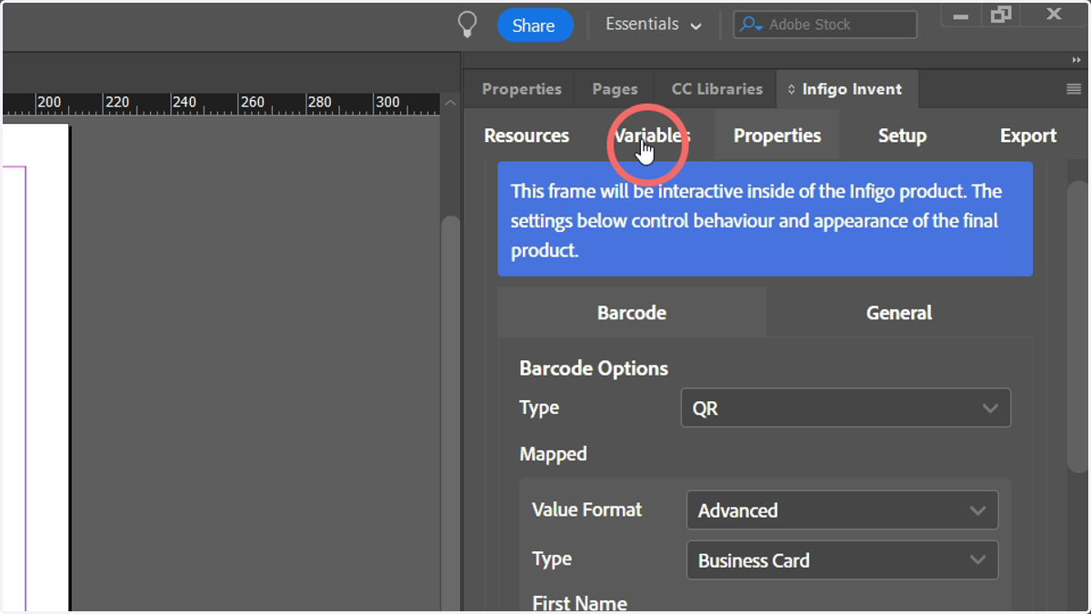 In our example, we'll create a QR code from a few pieces of information using the Advanced Business Card option