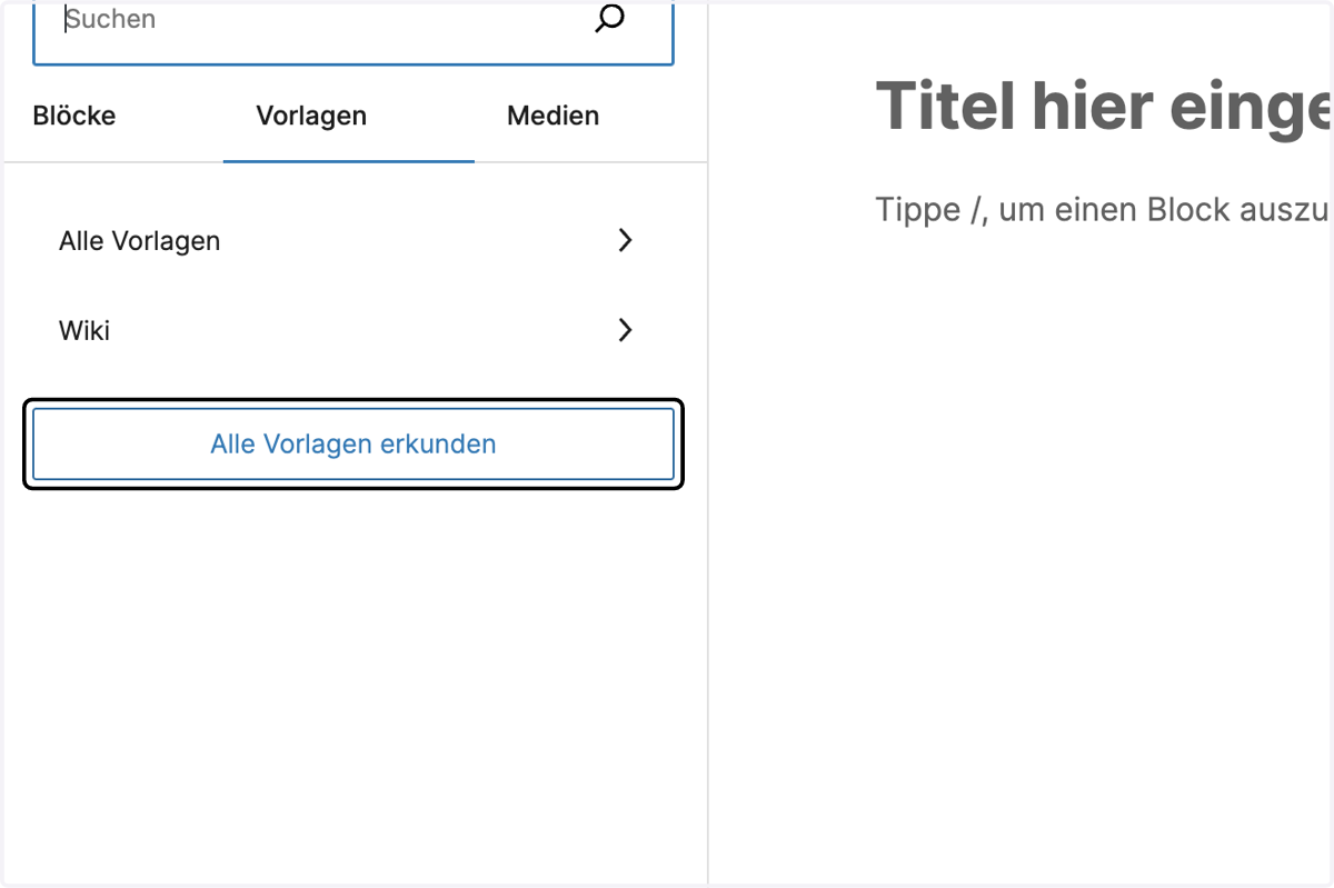 Klicke auf "Alle Vorlagen erkunden"