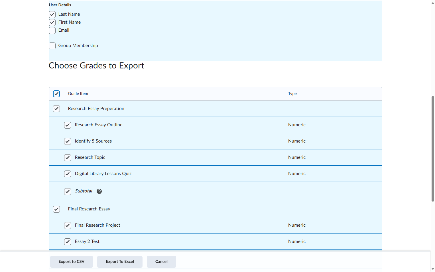 Check Select all rows