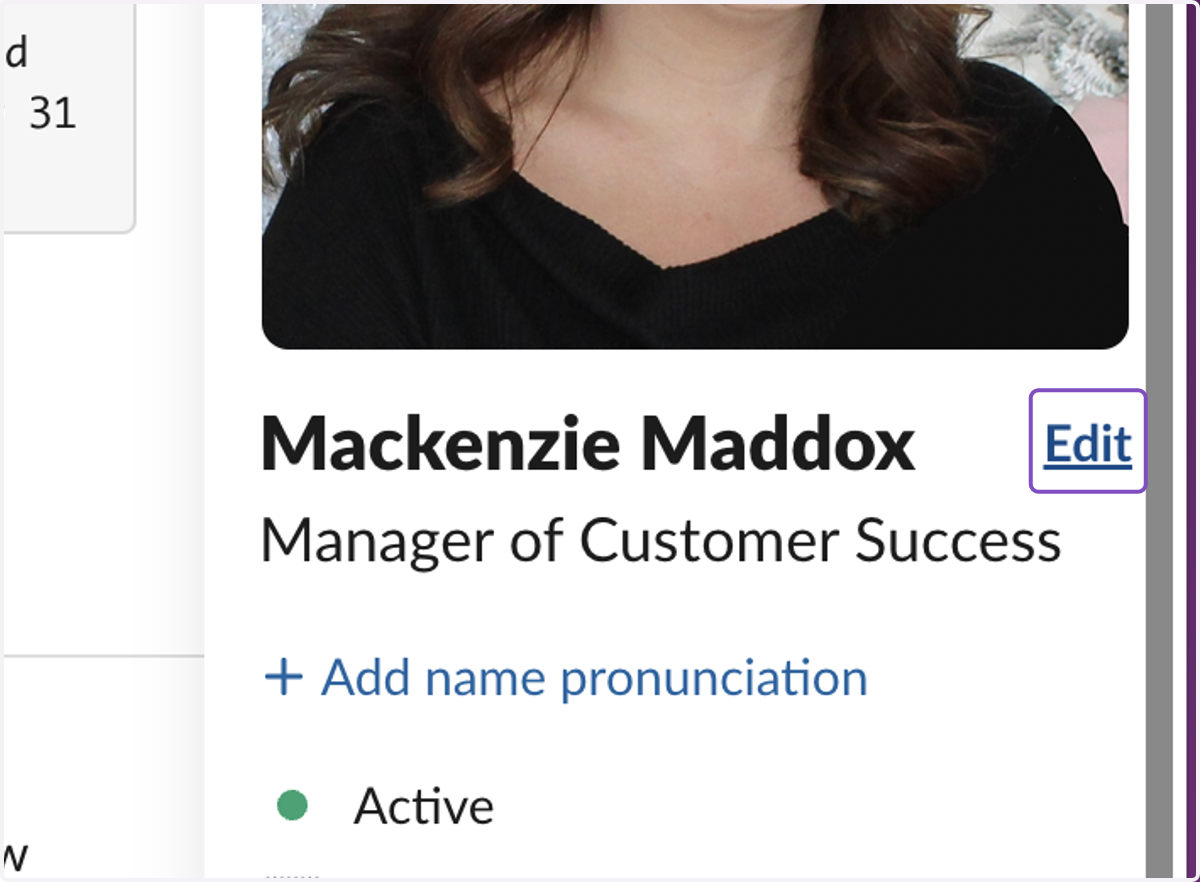 Click on Edit next to your name