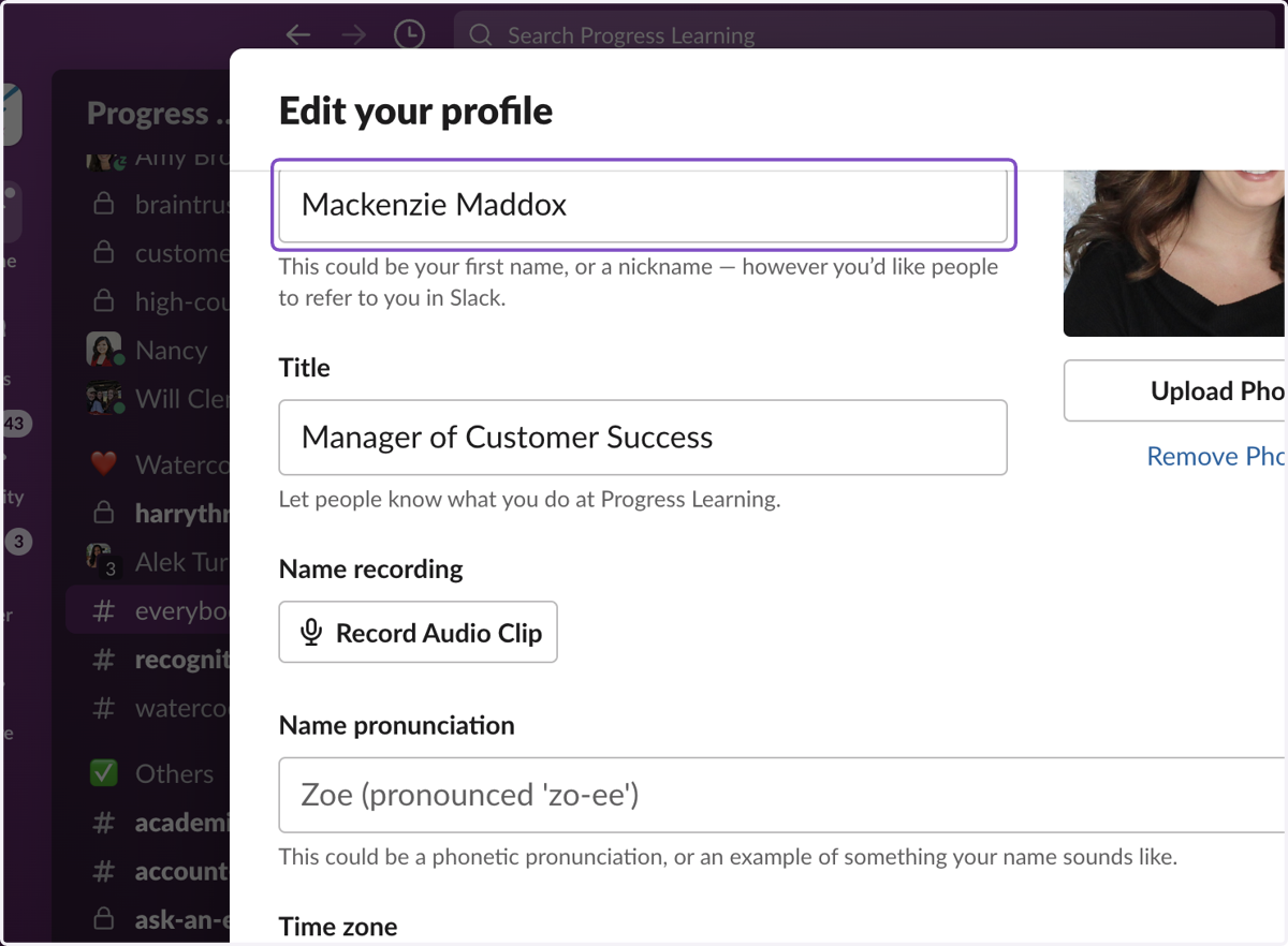 Ensure your Full Name is accurate