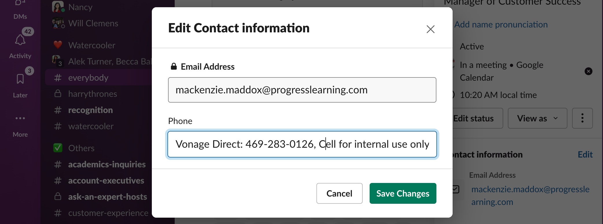 Paste your Vonage Direct Dial Number and/or your Cell Phone Number (at your discretion)