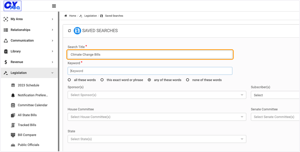 Type the name for your search