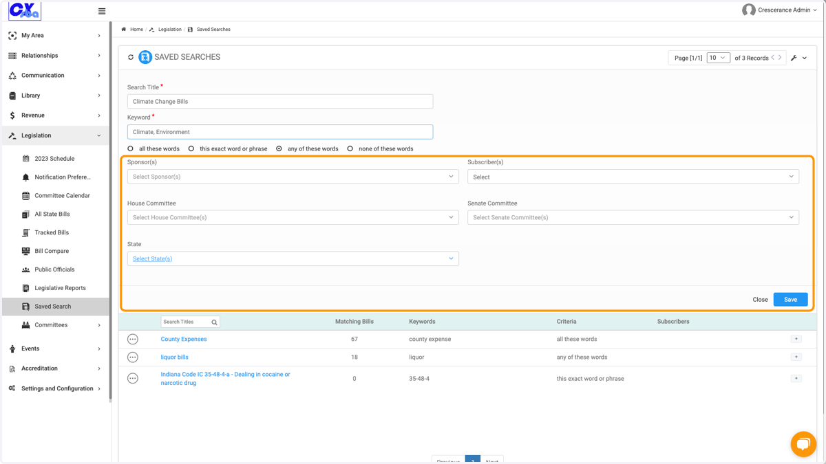 Select additional search criteria