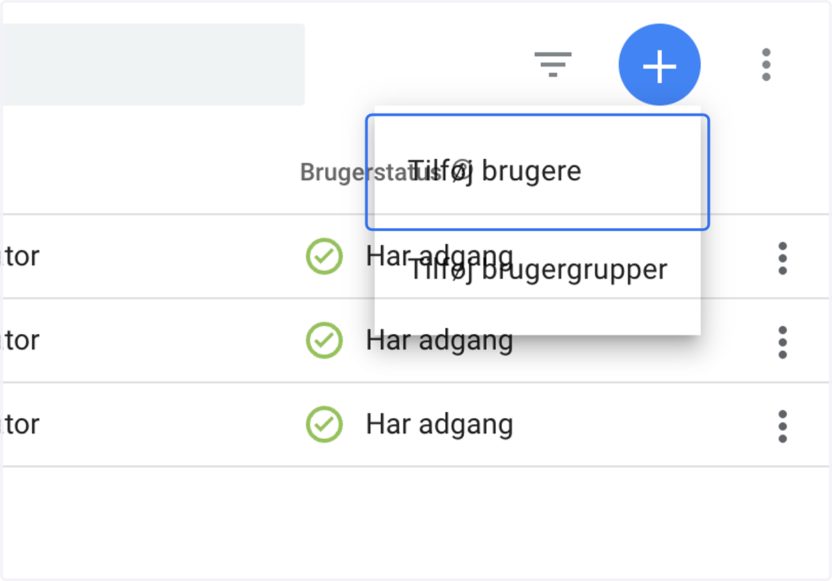 Click on Tilføj brugere
