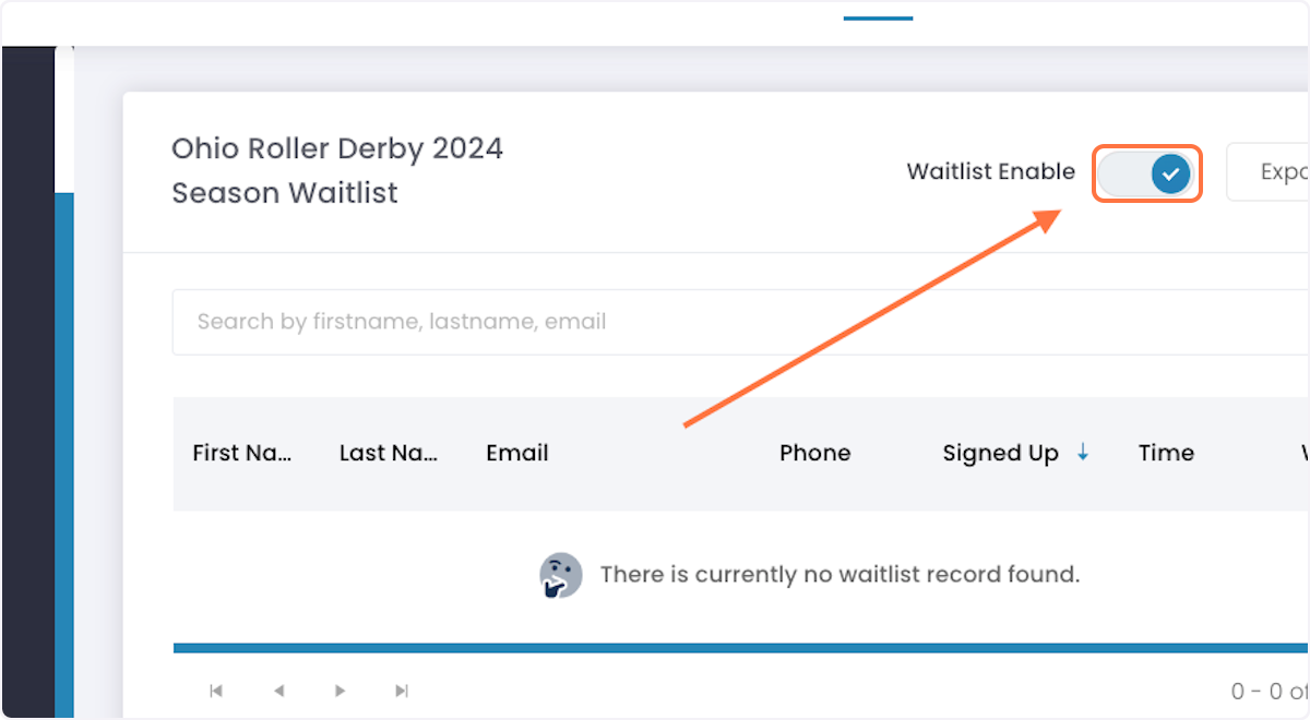 Within the Waitlist page, you'll now have the option to enable waitlists.