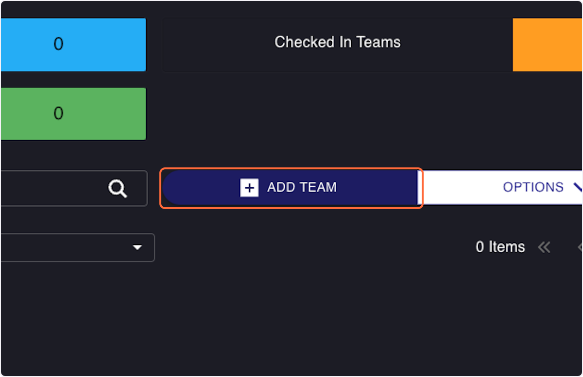 Once you have created the event, from the Roster you can add teams