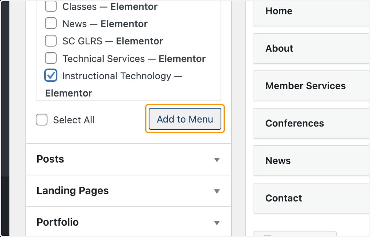 Click Add to Menu