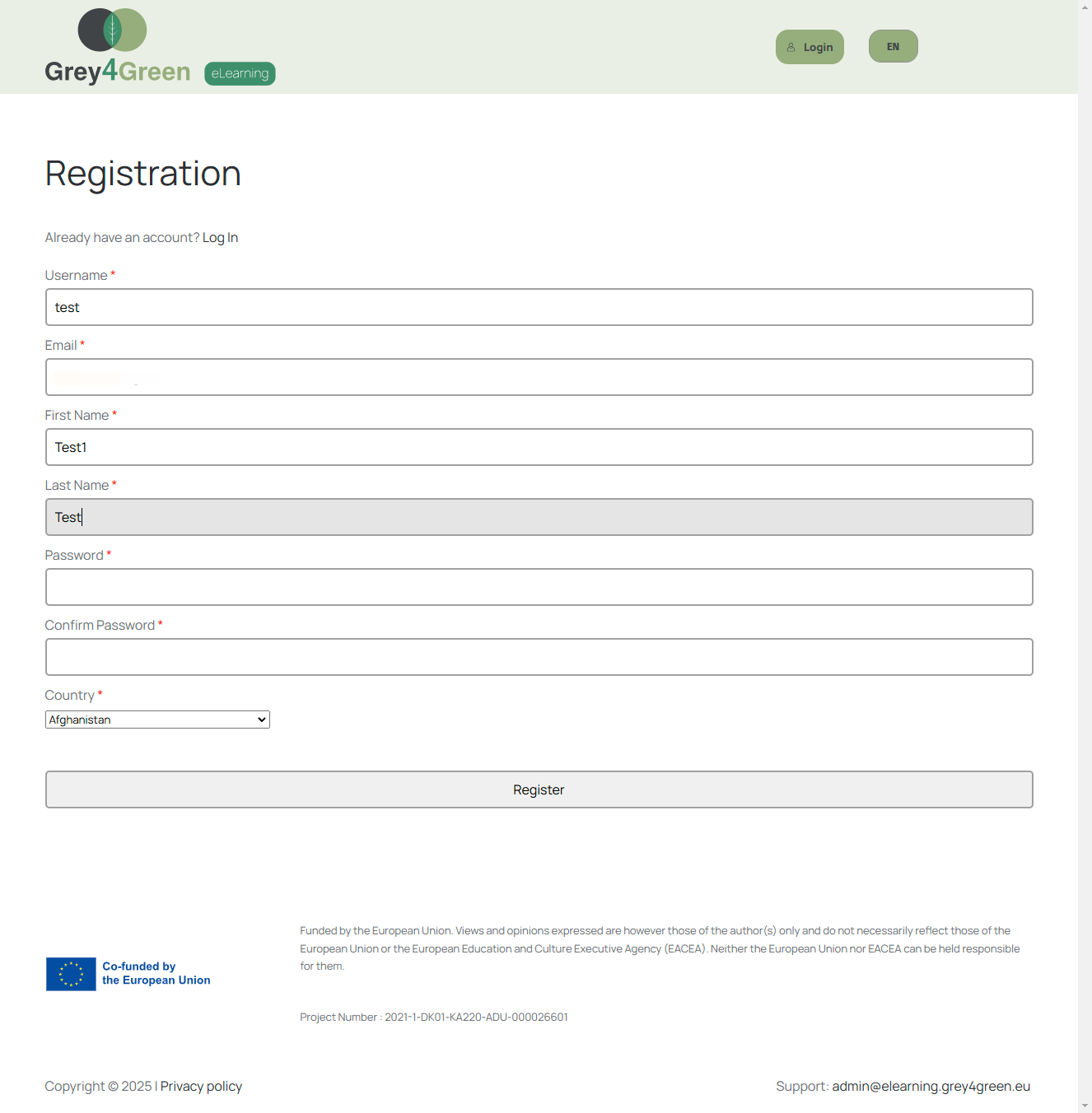 Click in Last Name field "type your last name"