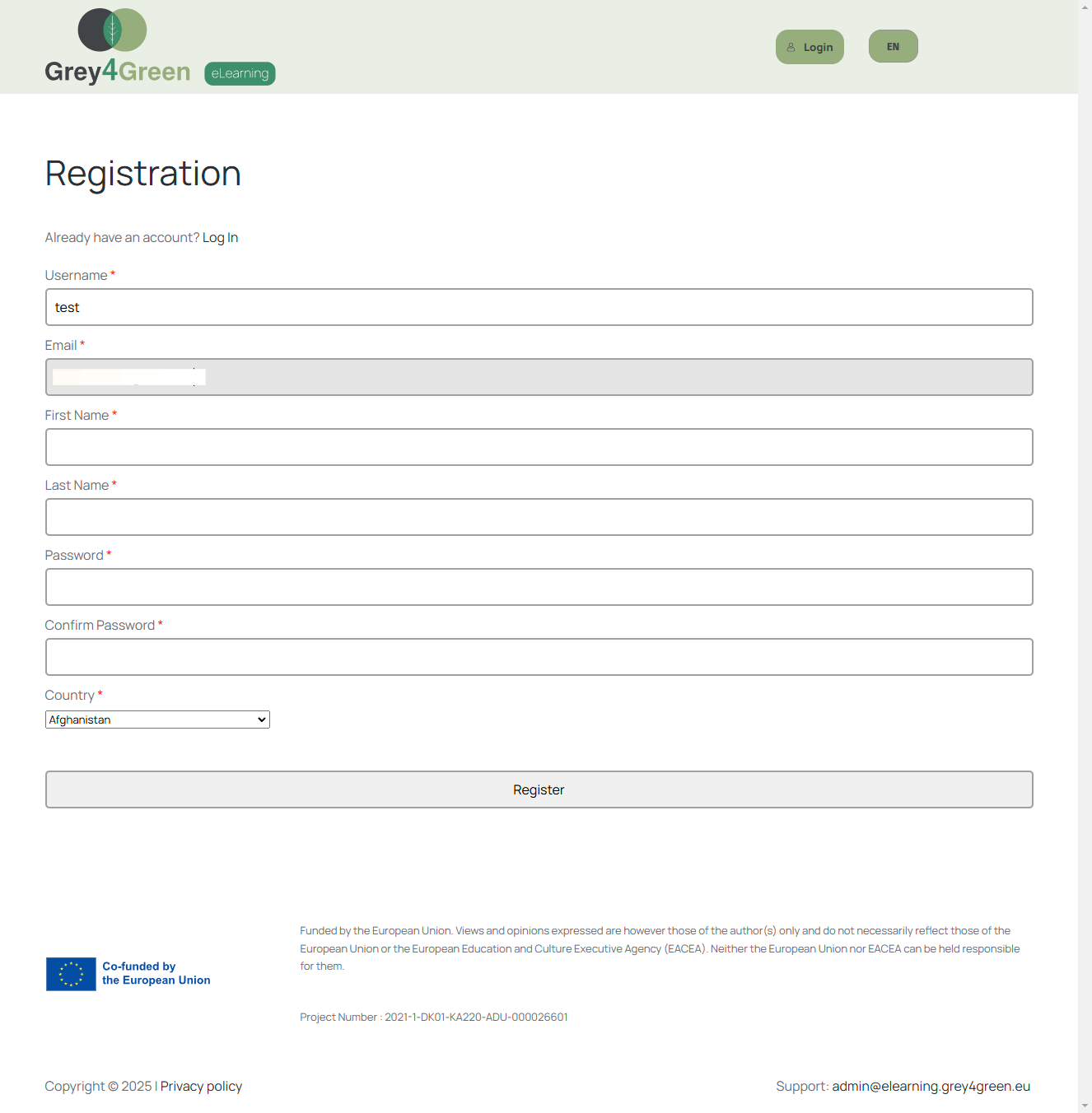 Click in Email field "type your email"