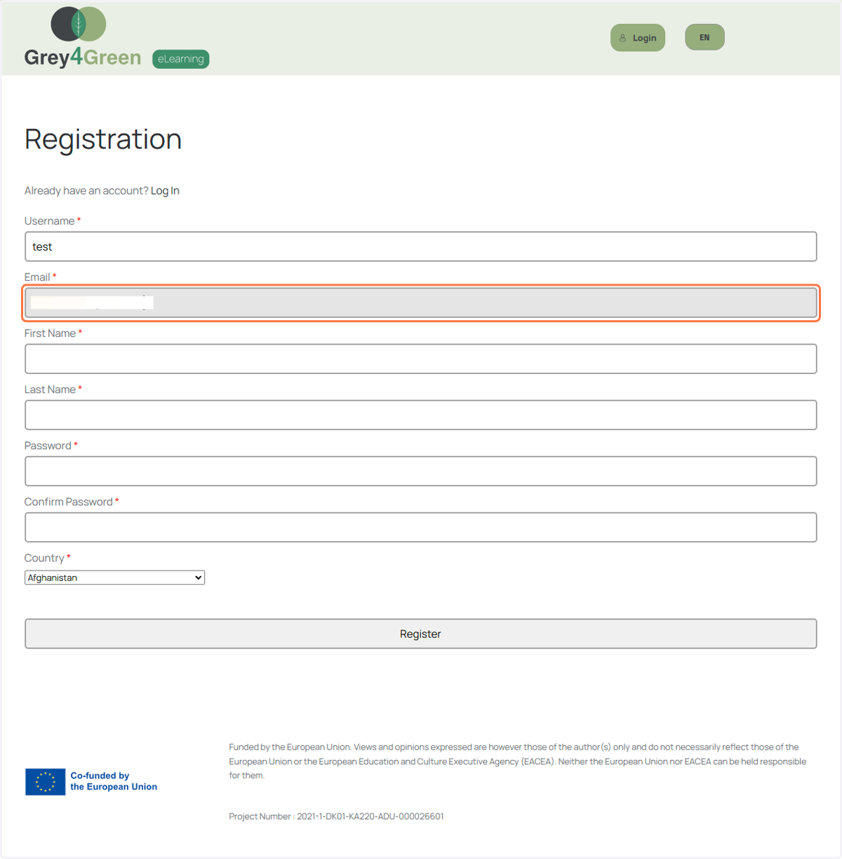 Click in Email field "type your email"