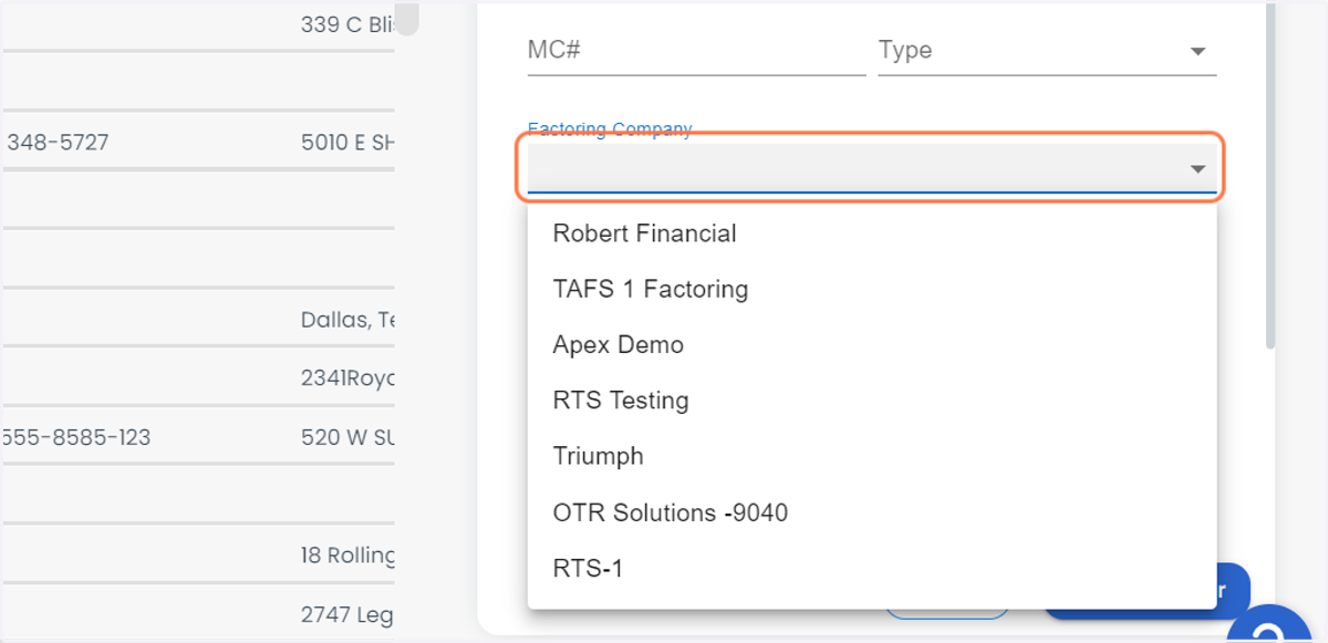 Select the Factoring Company