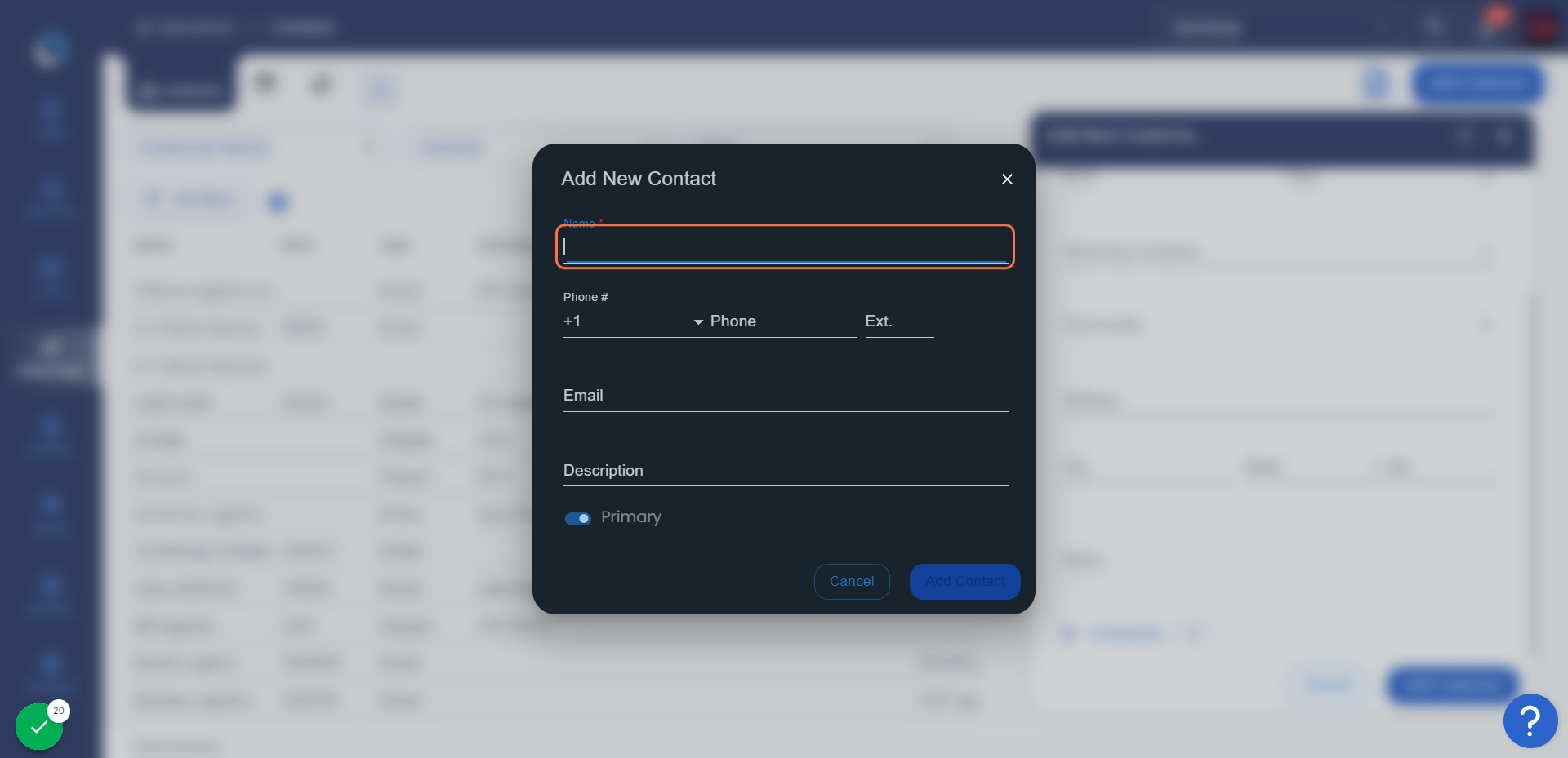 Enter the name of the Contact