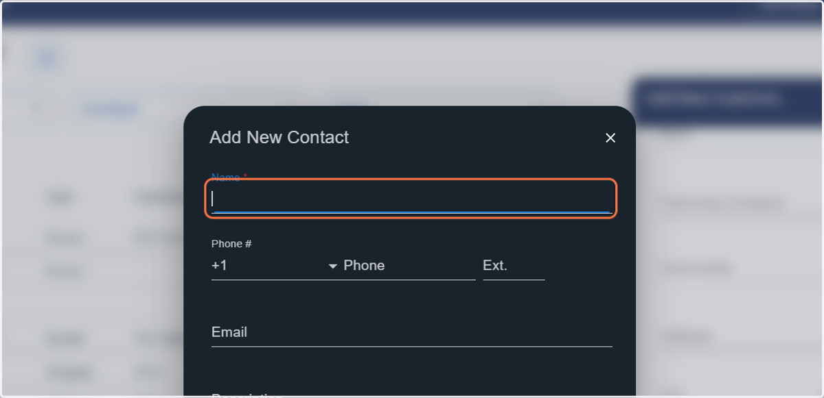 Enter the name of the Contact