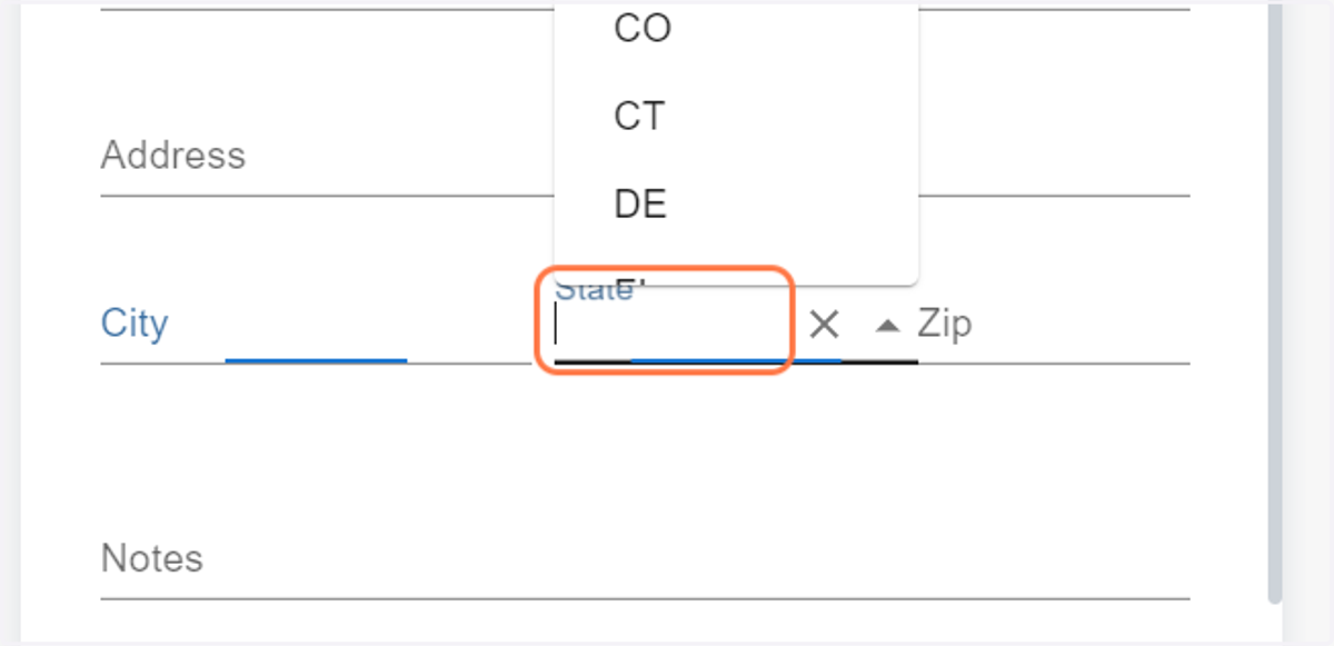 Select the State