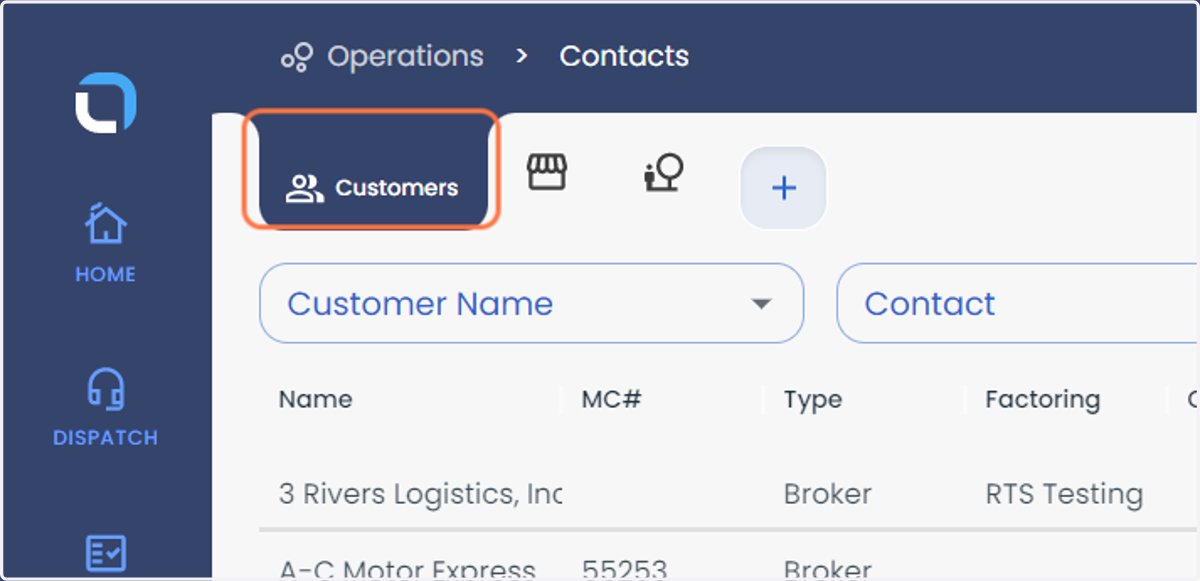 Click on Customers