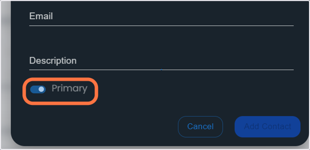 Select Primary if you want to mark the Contact as Primary Contact