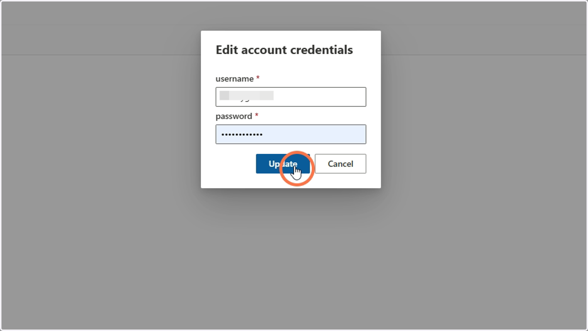 Click update ** Please remember to change this information when you change your password, or you will get an error.