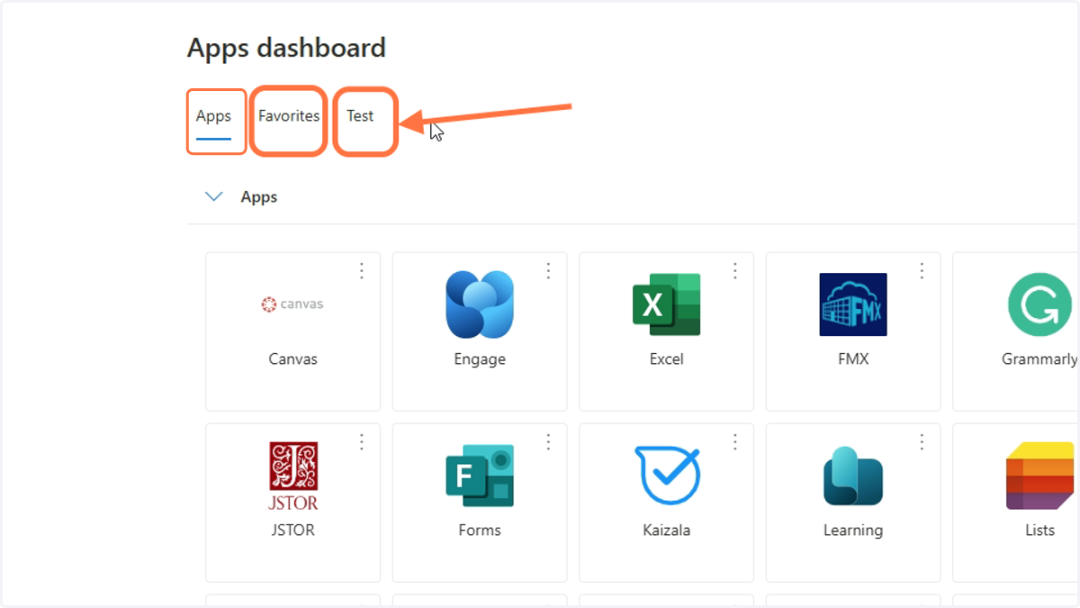 Here you can see the new list has populated next to the apps tab.