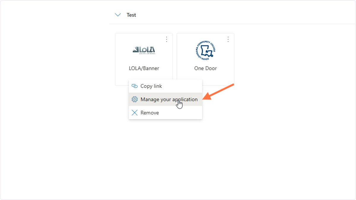 Click Manage your application