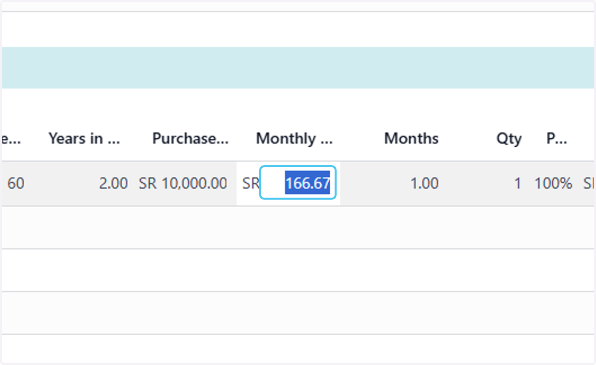 will calculate auto the monthly depreciation