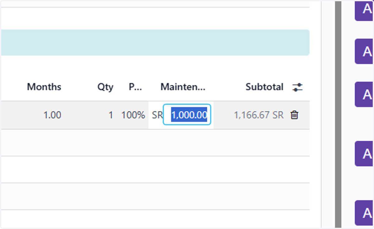 add the maintenance value