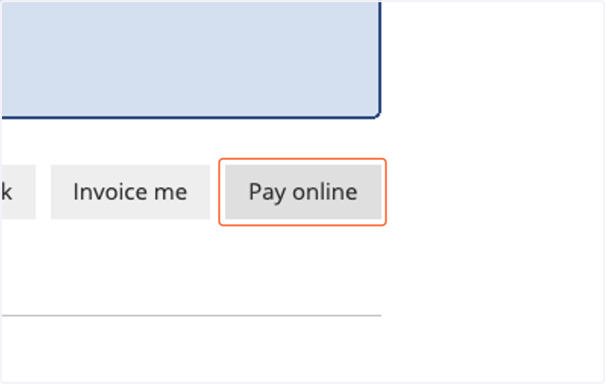 Click on Pay online (to pay by card) or Invoice me (to pay by check/money order)