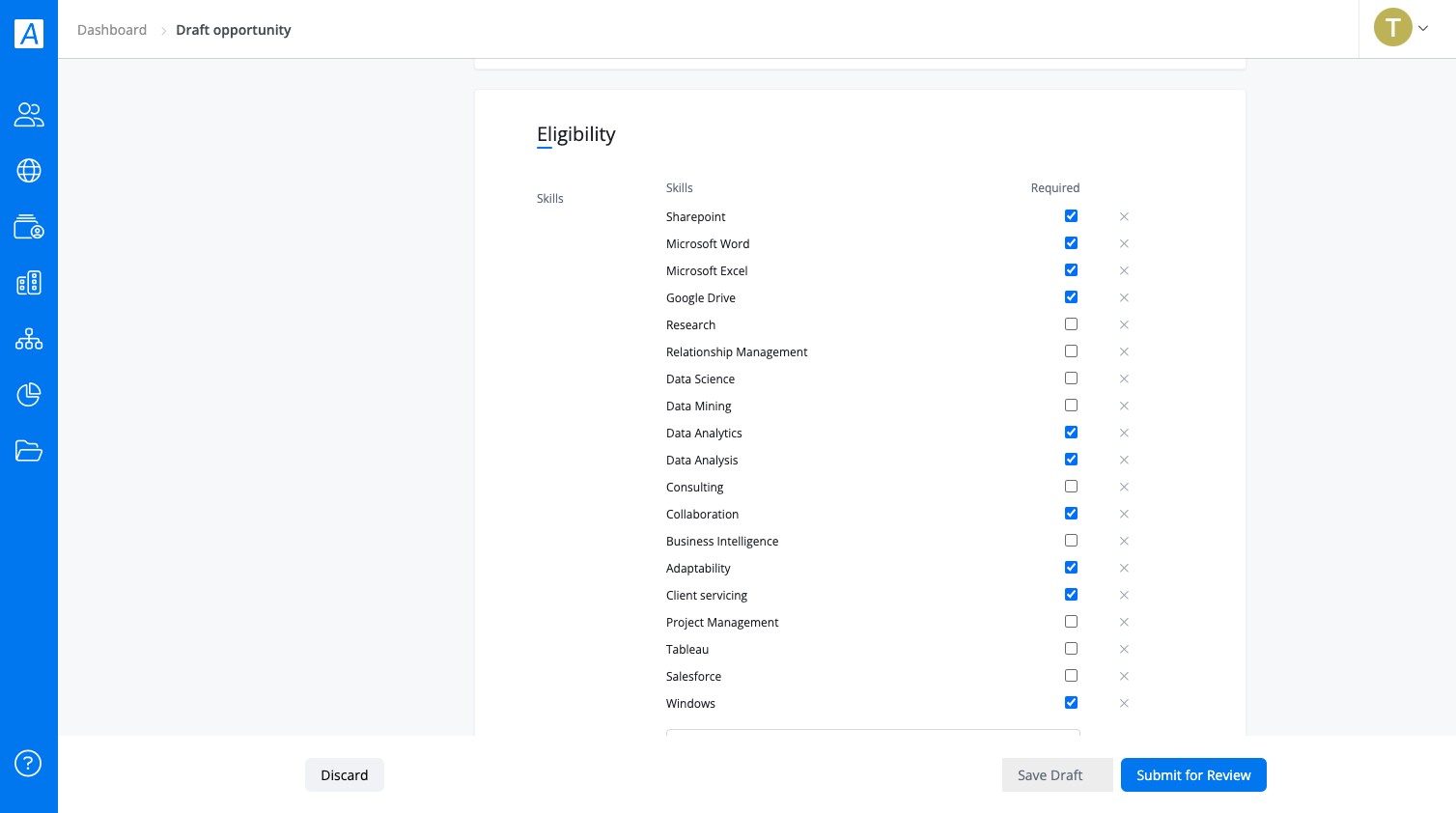 Select the skills needed