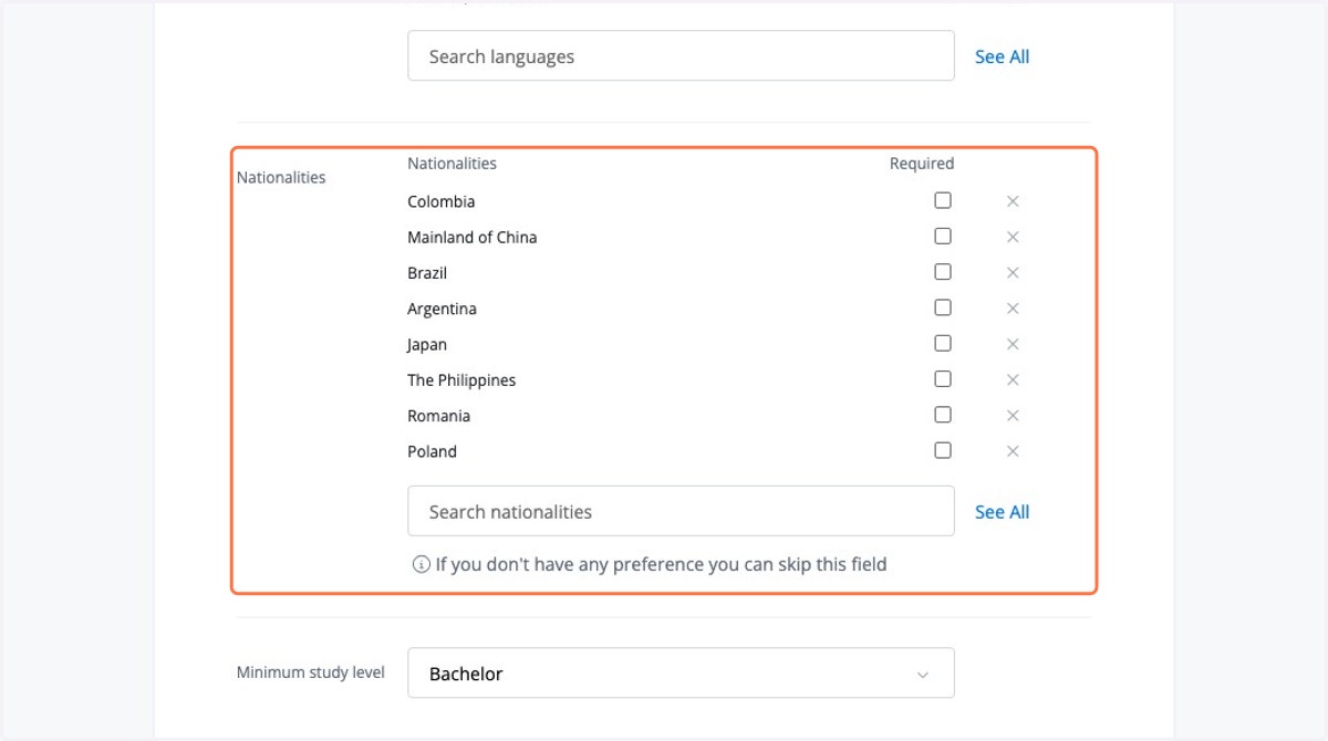 Click on Nationalities…