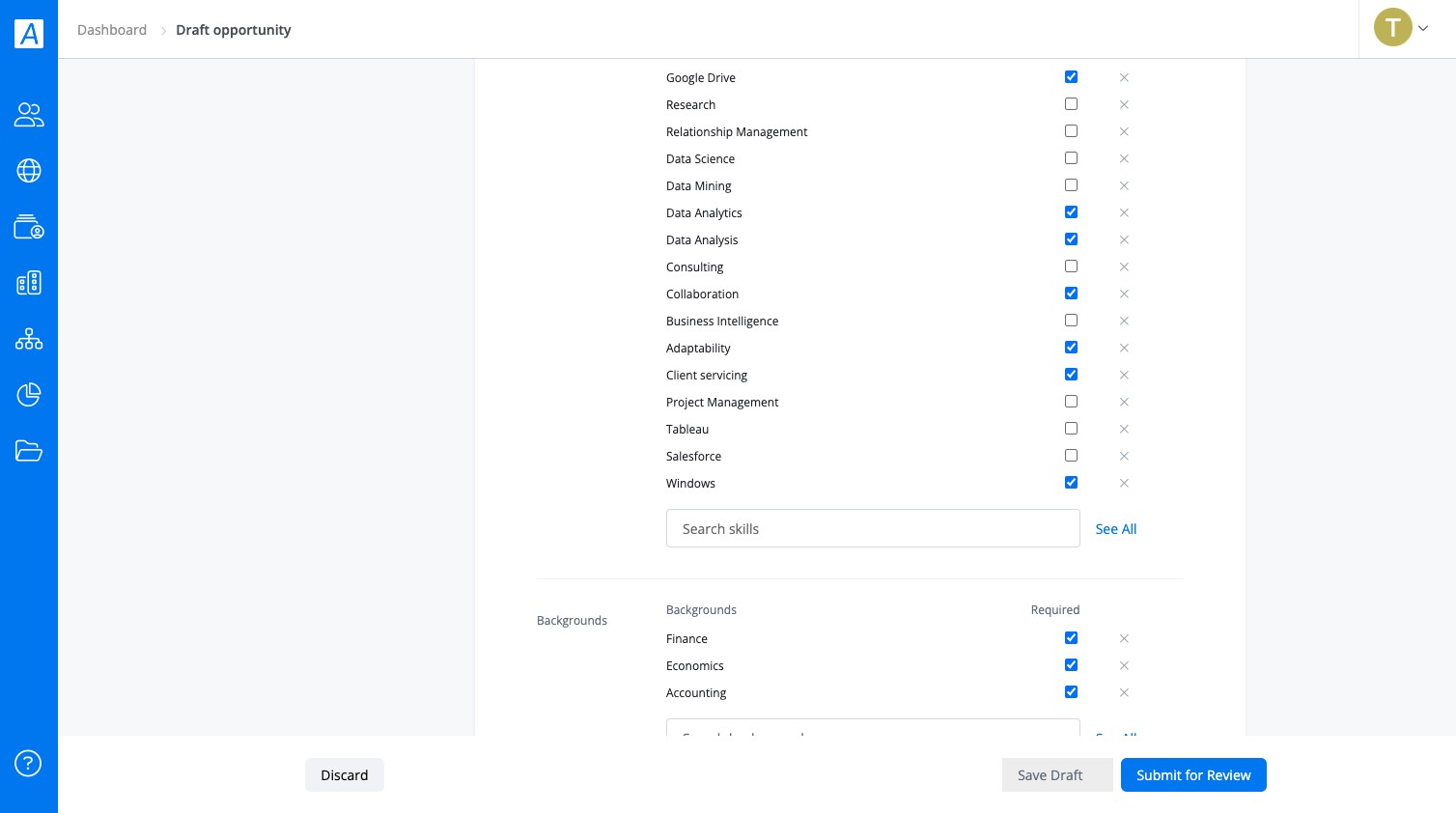 Click on Search skills