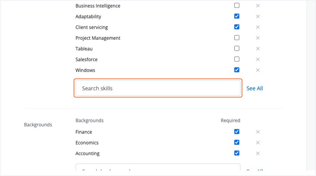 Click on Search skills