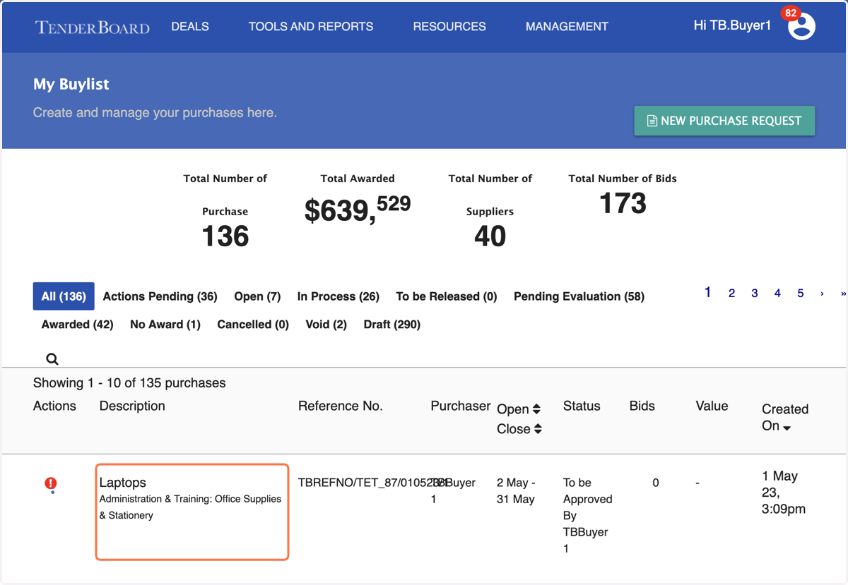 Under My Buylist page, search for your desired deal