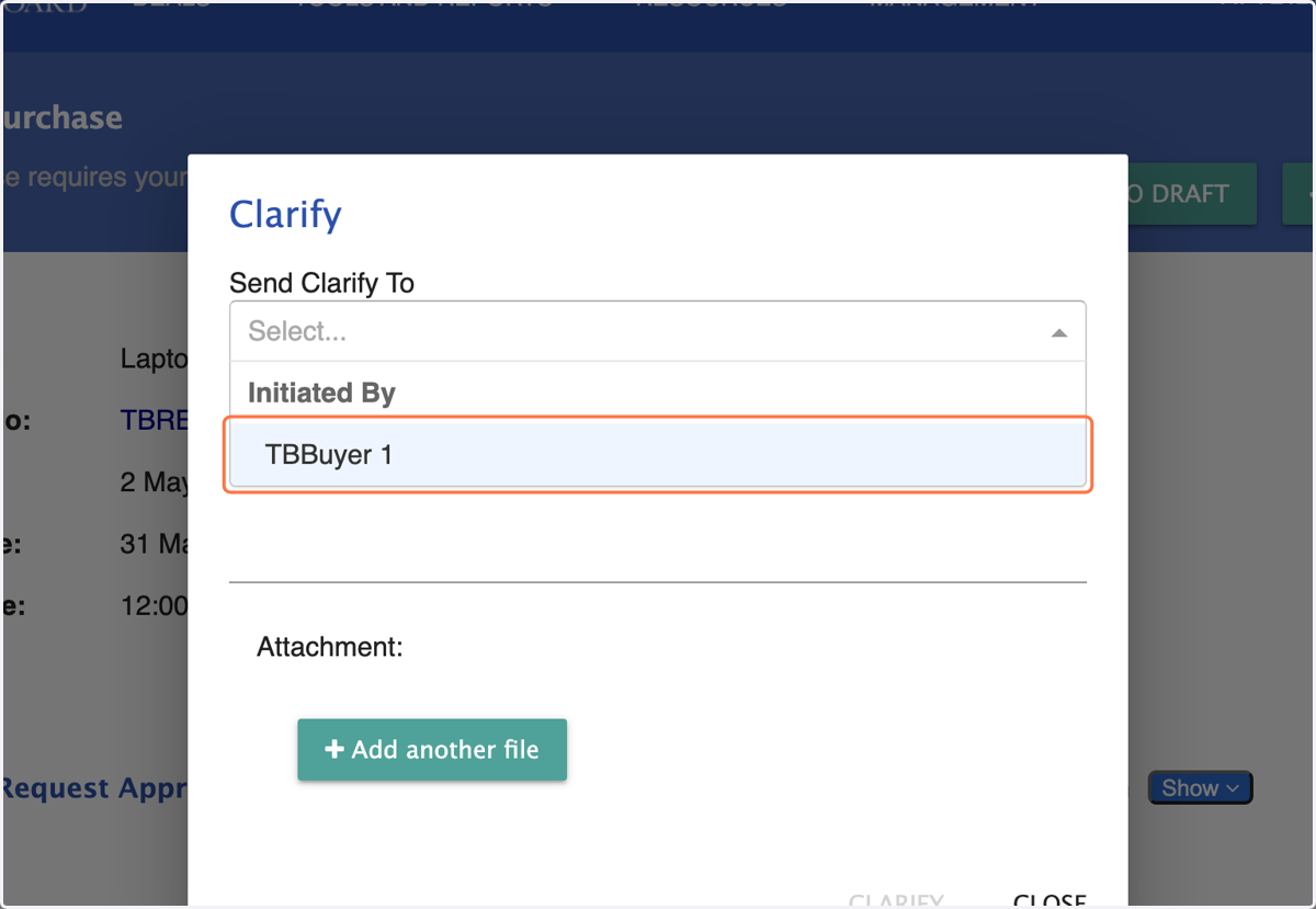 Click on the associate under the dropdown button