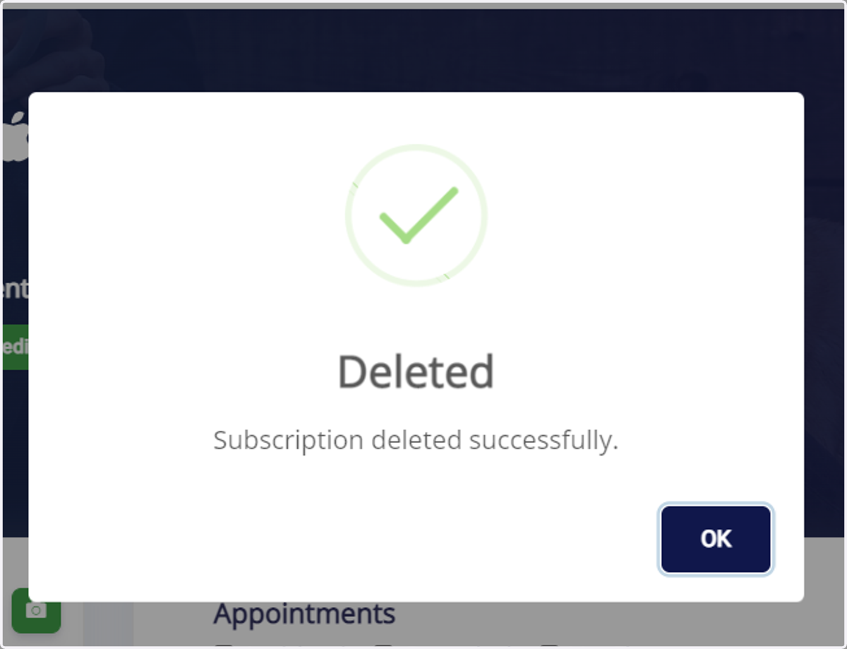 Click on OK to exit out of the success window.
