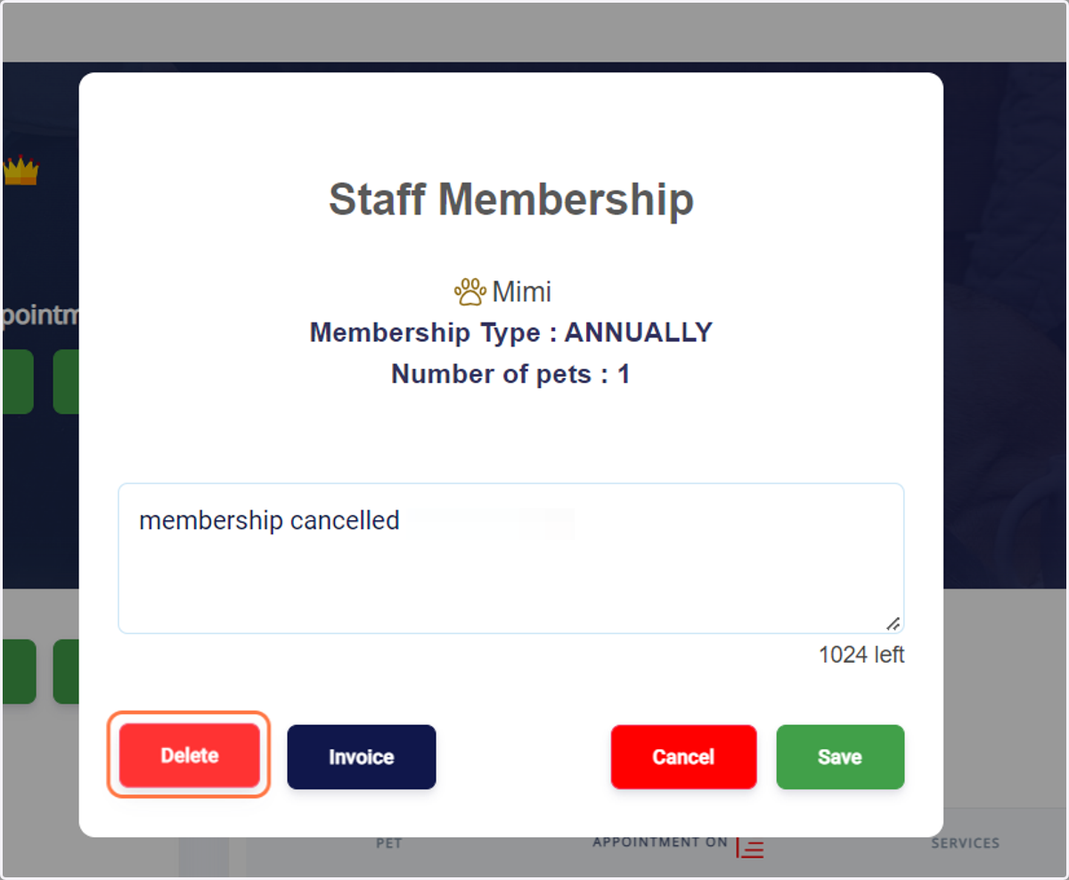 Select the "Delete" button to remove the membership completely.