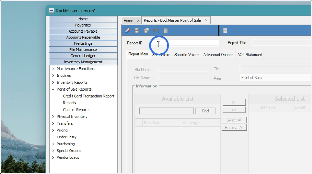Right click Report ID
